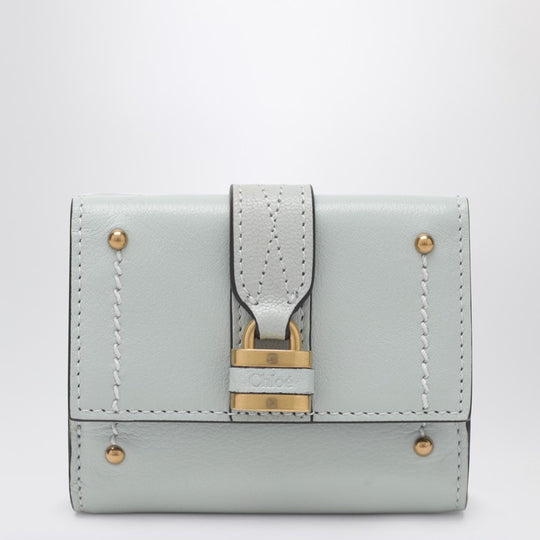 Paddington Mini Trifold Wallet In Aqua Blue Leather