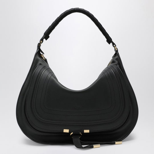 Black Leather Marcie Shoulder Bag