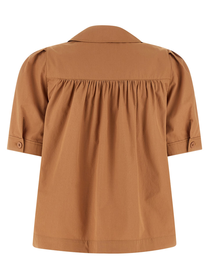 Chloé Logo Embroidery Shirt Shirt and Blouse - Brown | 1e9c22583a3bc2c3c804eb613e60b970afe704cc
