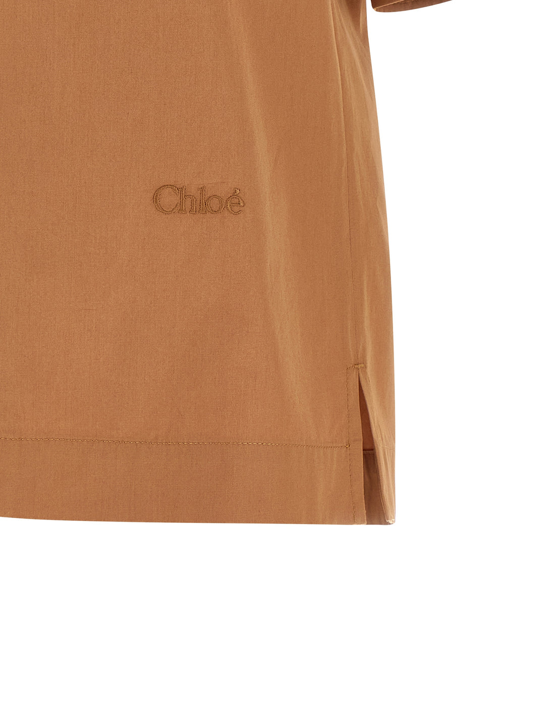 Chloé Logo Embroidery Shirt Shirt and Blouse - Brown | 9ed903b9e50127a9a245ec04b095b2baf2b740ab