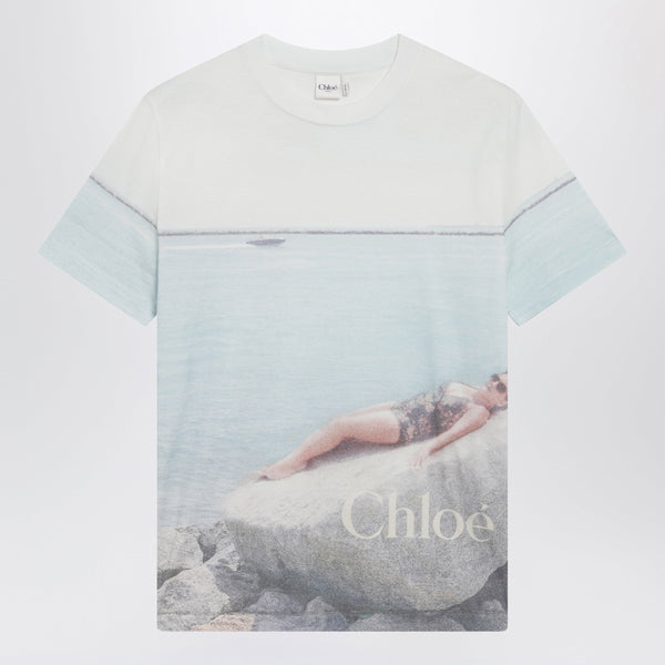 Crewneck Logo T-Shirt In Cotton Jersey, Iconic Milk