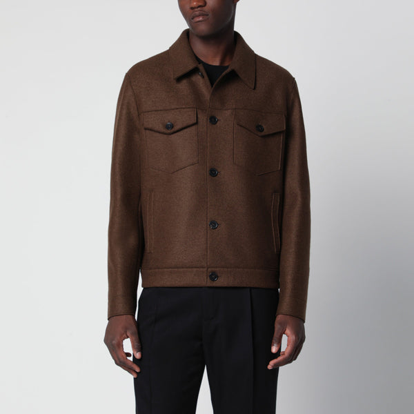 Brown Wool Overshirt Jacket