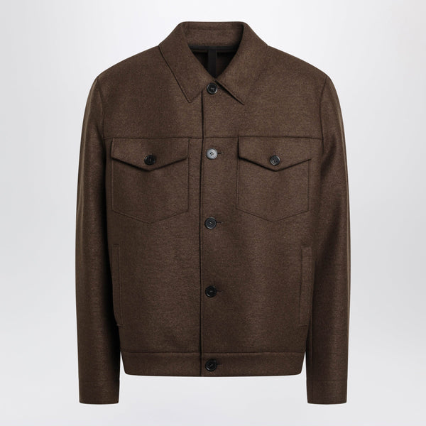 Brown Wool Overshirt Jacket