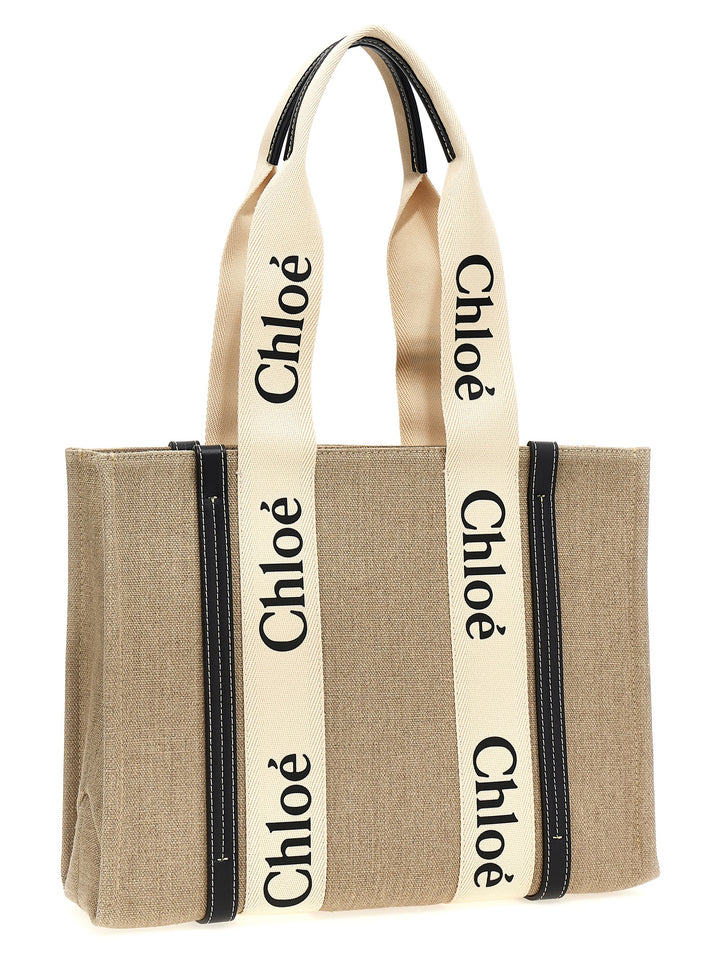 Chloé Woody Medium Tote Bag - Beige | 219c7dce3813d924a3e3c27fc31a4fa2fadf9bb6
