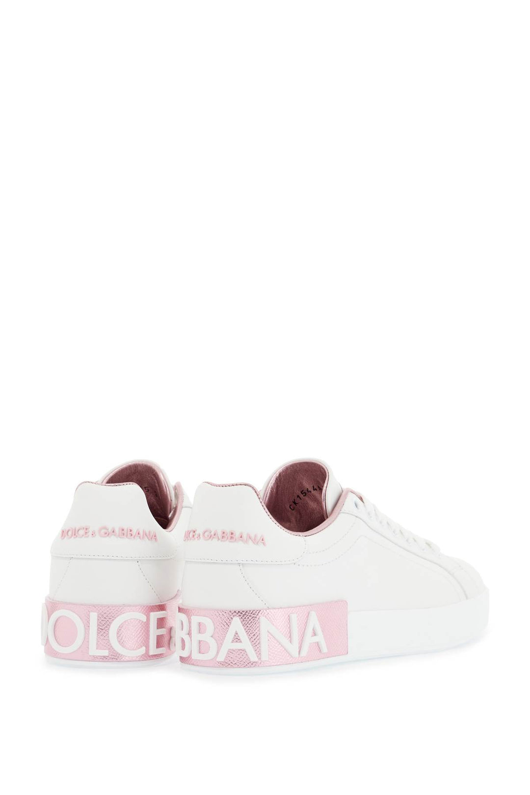 White And Pink Low Top Sneakers For Women In Calfskin