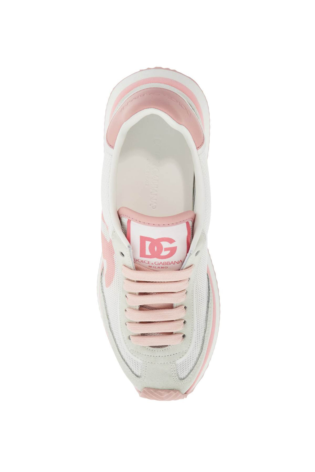 White And Pink Dg Logo Sneakers