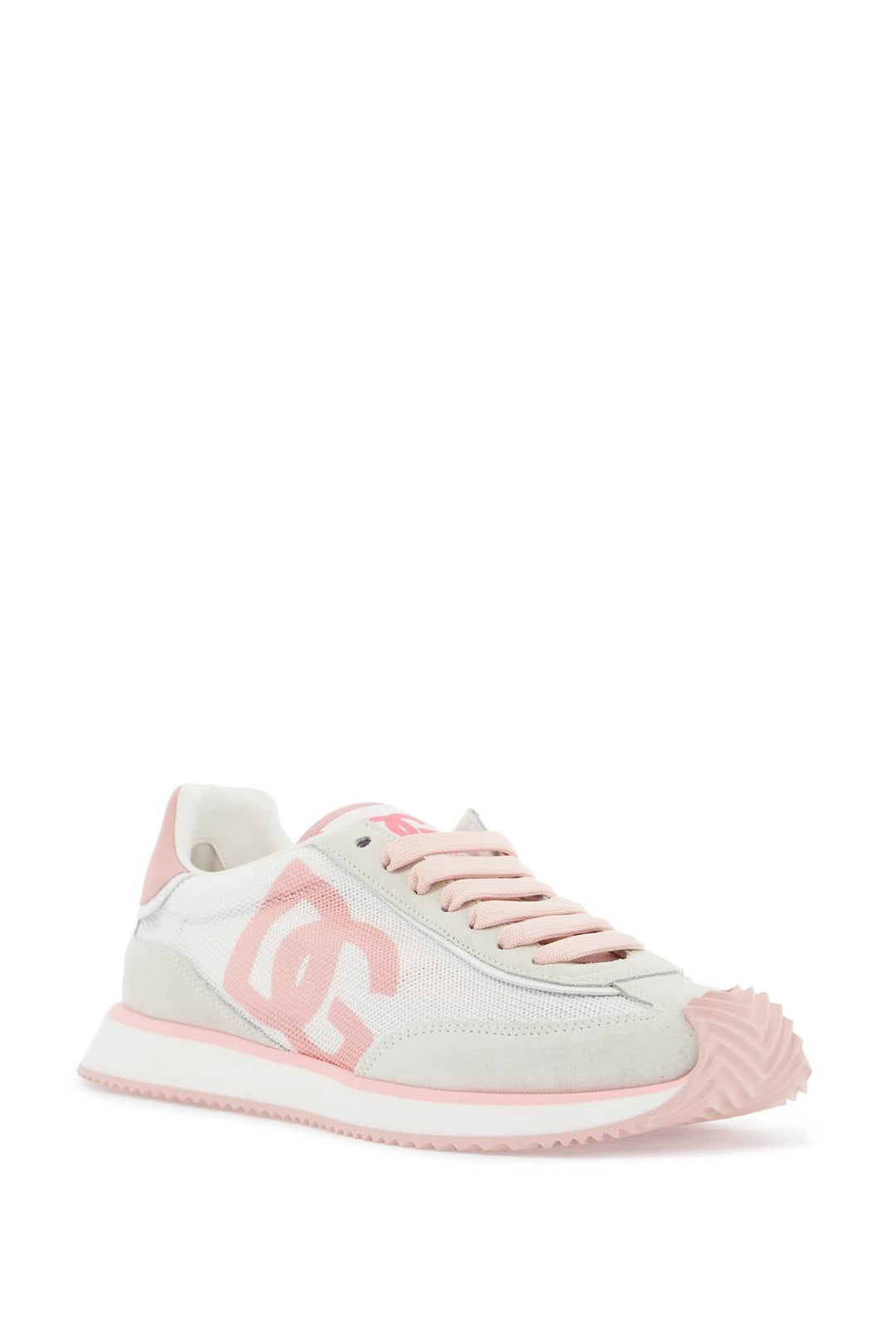 White And Pink Dg Logo Sneakers