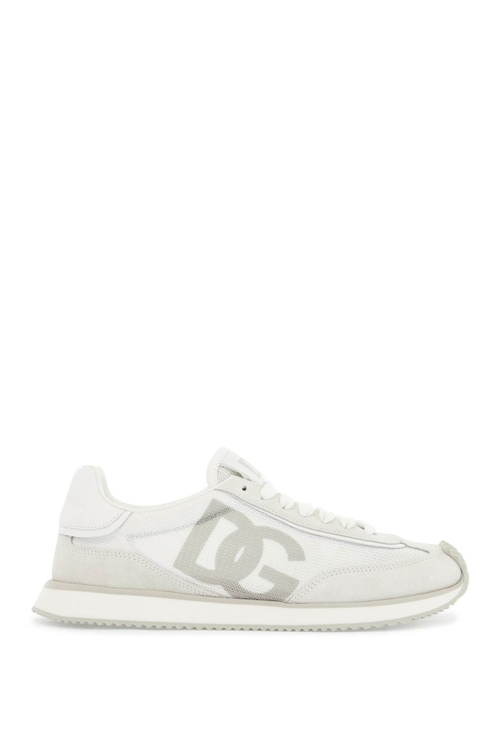 White Leather Low Top Sneakers With Dg Logo