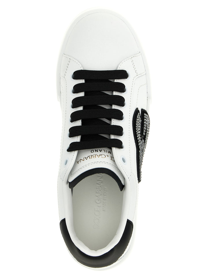 Dolce & Gabbana Portofino Light Strobel Sneakers - White/Black | f0b4408c49cea8fd3c24f7a64bcbd0775e29539b
