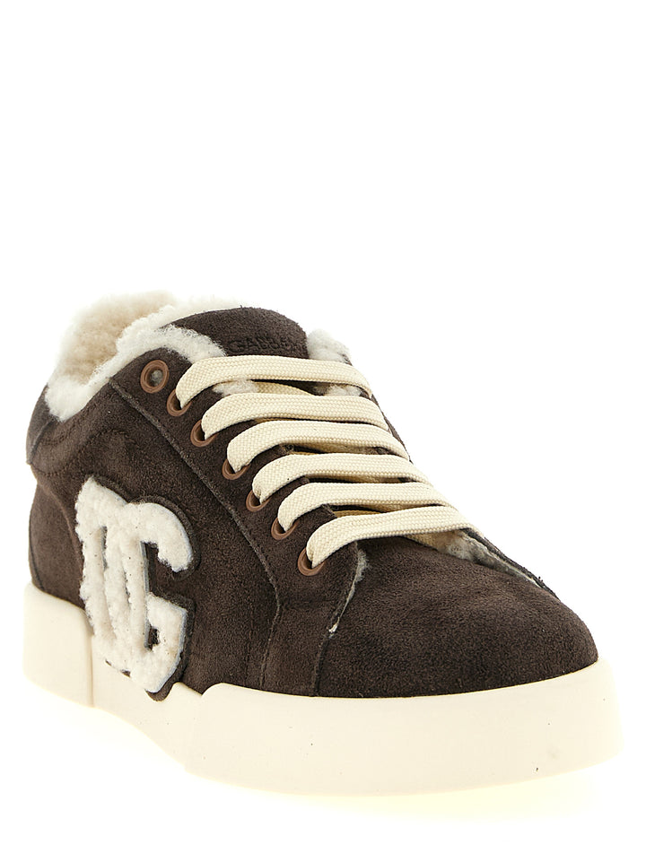 Dolce & Gabbana Shearling Low.Top Sneakers - Brown | e18dcce1934e0ec599b42079ff27fa9ff8aee43a