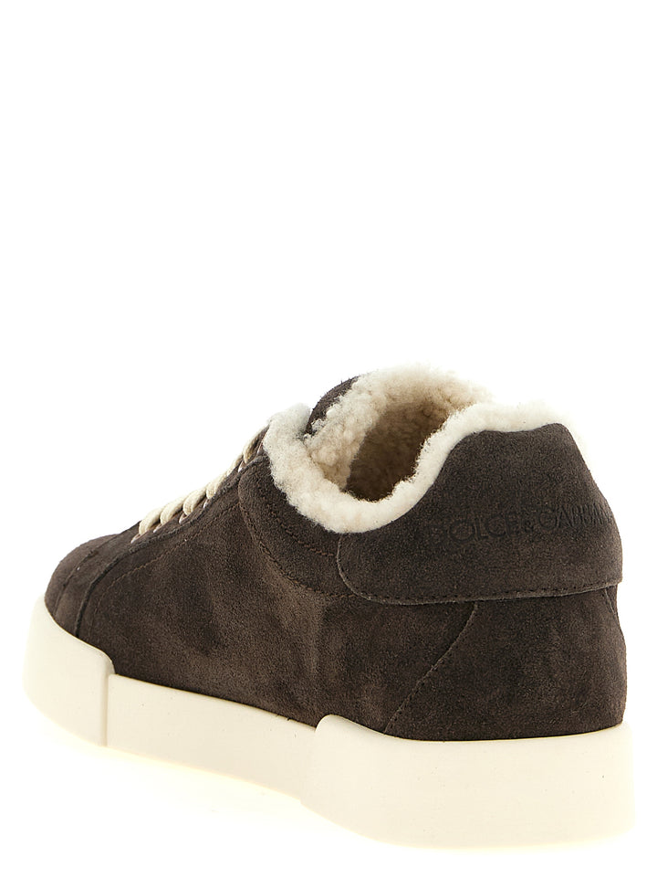 Dolce & Gabbana Shearling Low.Top Sneakers - Brown | 521ae36d40ff2272b23aa4ec77595c4b9f235cb9