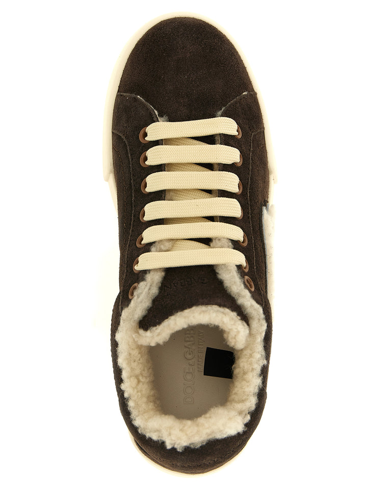 Dolce & Gabbana Shearling Low.Top Sneakers - Brown | 2e3941669c31449b086c848e6a79e40190d7501d