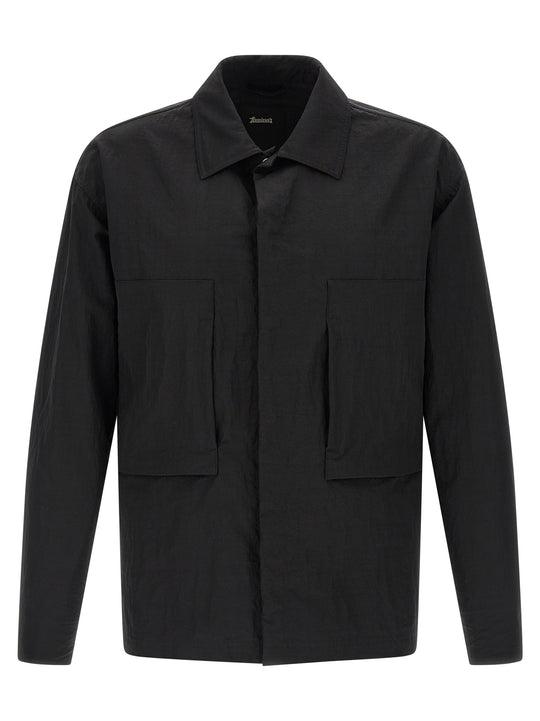 Shacket Rippled Effect Puffer Jackets Black