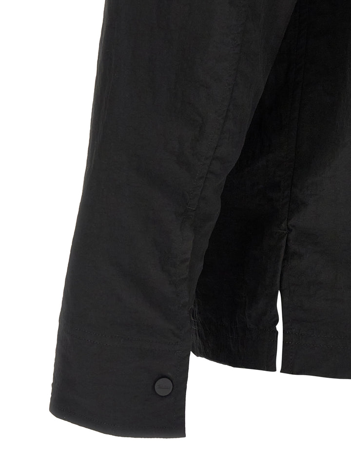 Laminar Shacket Rippled Effect Puffer Jackets - Black | e154bab031e923c2df7122ea512ce25827eeb485