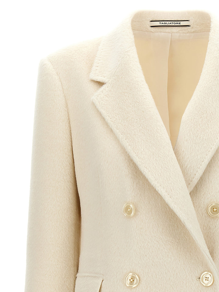 Alpaca Double-Breasted Coat Coats, Trench Coats White