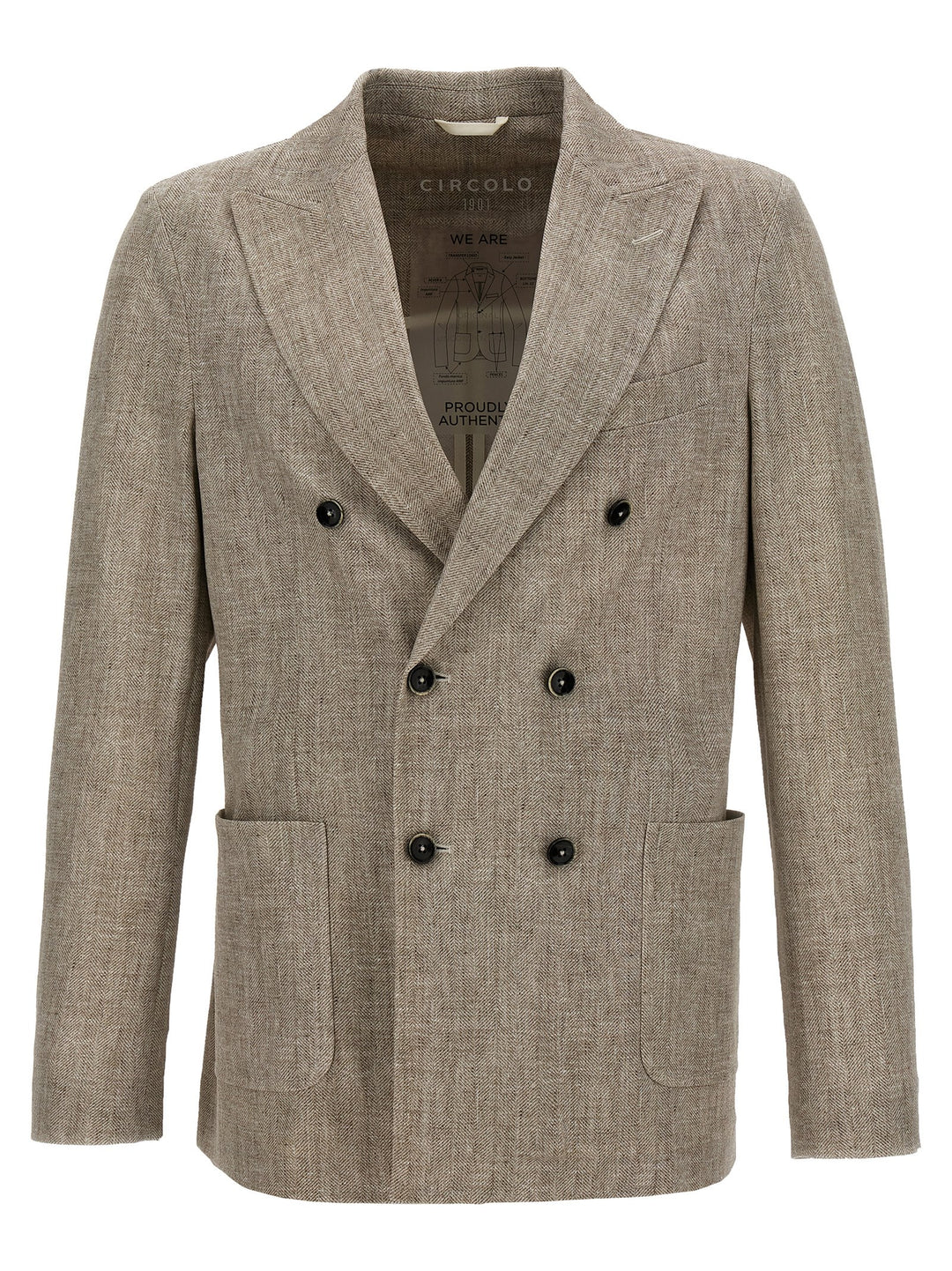 Scottish Thread Double-Breasted Blazer Beige