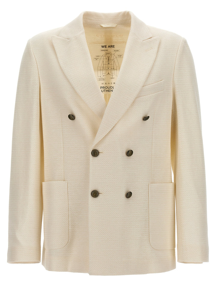 Double-Breasted Blazer White