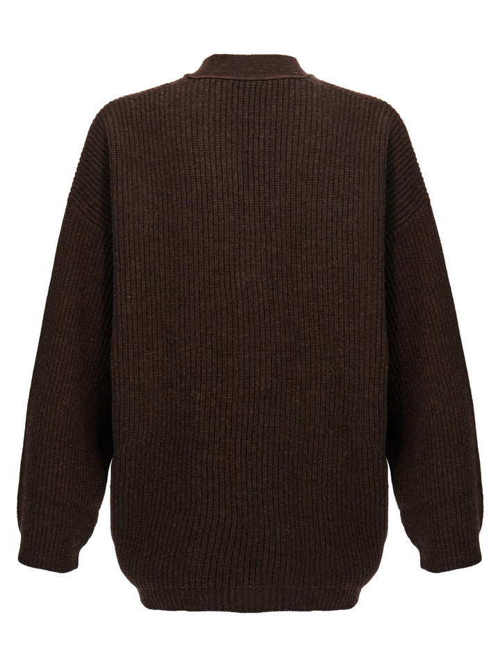 Felted Cardi Coat Sweater, Cardigans Brown