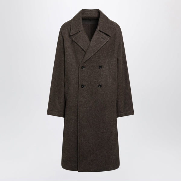 Long Double-Breasted Mud Wool And Alpaca Coat