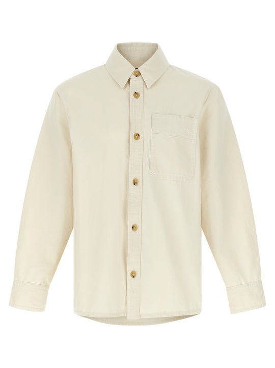 Logo Embroidery Shirt Shirt And Blouse Beige