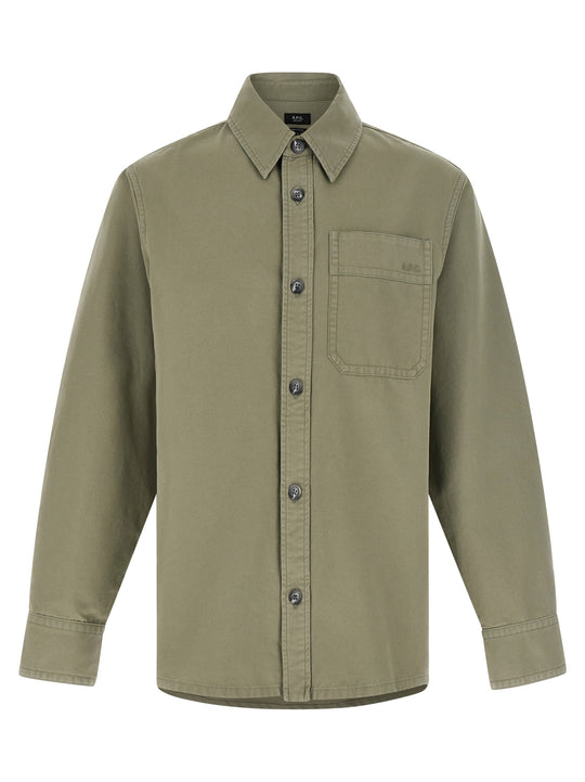 Logo Embroidery Shirt Shirt And Blouse Green