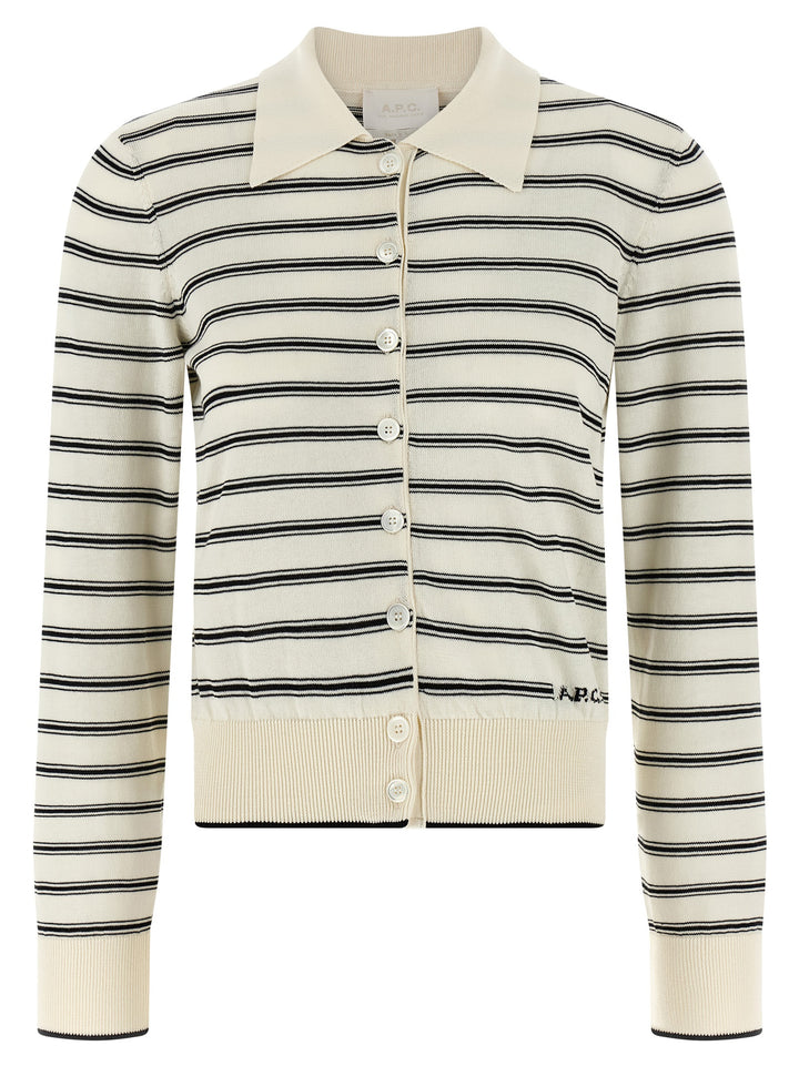 A.P.C. Striped Cardigan Sweaters and Cardigans - White/Black | fd0859352d89fa21a9d6aba28a166f163eaea3c7