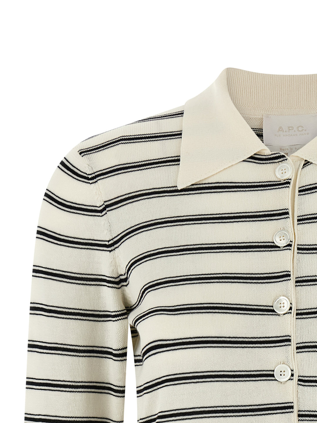 A.P.C. Striped Cardigan Sweaters and Cardigans - White/Black | 8ea766f561d7b476a632fb5945d3659081b5651c