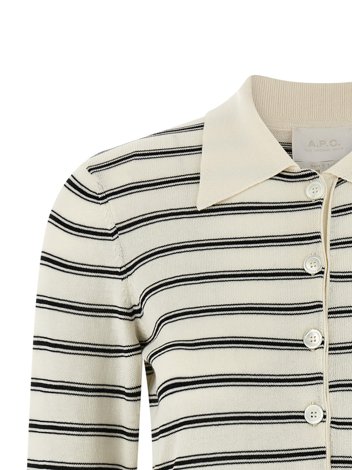 A.P.C. Striped Cardigan Sweaters and Cardigans - White/Black | 8ea766f561d7b476a632fb5945d3659081b5651c