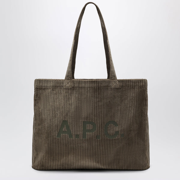 Taupe Lou Large Tote Bag In Corduroy