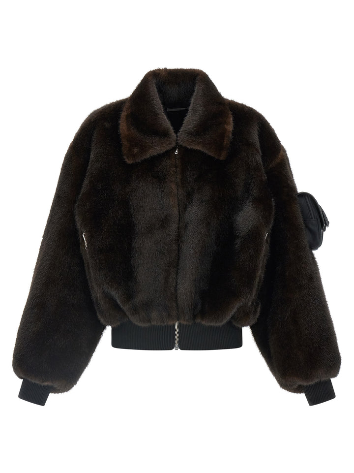 Coperni Faux  Bomber Jacket Fur - Brown | d049a08e7ea58c383e78ebb97778a8027c7ae664