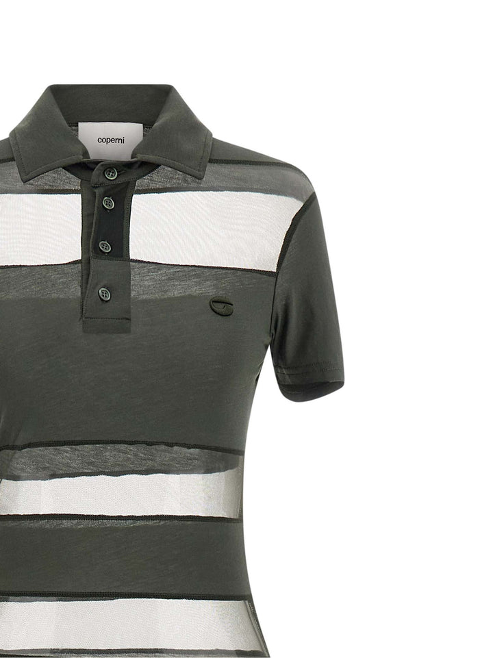 Coperni Striped Sheer Polo Dresses - Green | f78e4cec964ed975dd8ebf6ef66ede566a697fd5