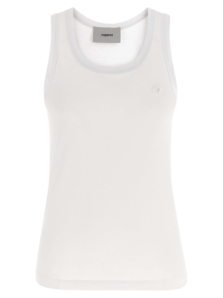 Coperni Logo Embroidery Tank Top Tops - White | 72c60ad4baa9d43cb91353add682f4cc7a7528e6