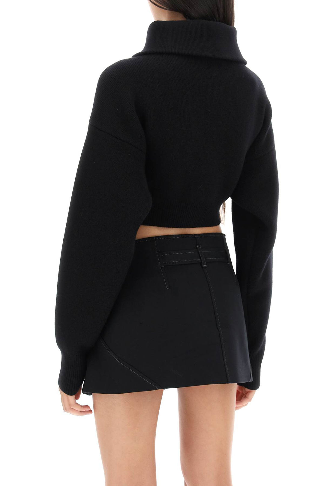 Half Zip Cropped Boxy Wool Sweater