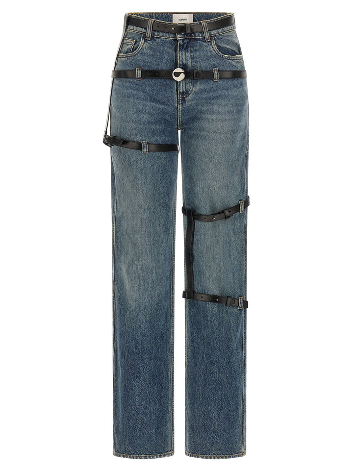 Coperni Multi Belt Jeans - Blue | 04c0c83a6be8fbe40a5ecb7fdd031d50353e6640