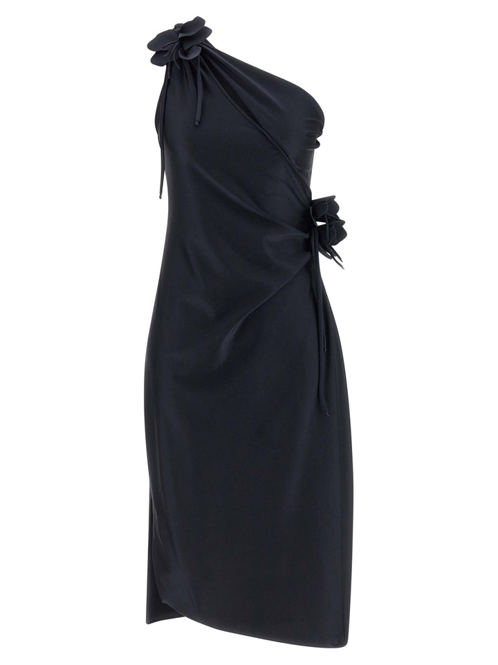 Coperni Asymmetric Mini Flower Dresses - Black | abcb70266f1e54295d1af8b3f50bdeaee86d64ec