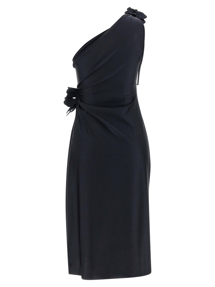 Coperni Asymmetric Mini Flower Dresses Black