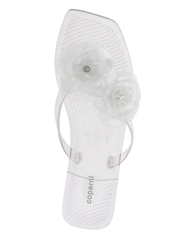 Coperni Silicone Flower Flat Sandals - Transparent | 4879b7fca6189e528e98f156881329bc2f7dcd85