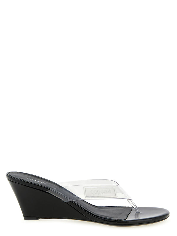 Logo Patch Sandals Wedges Transparent