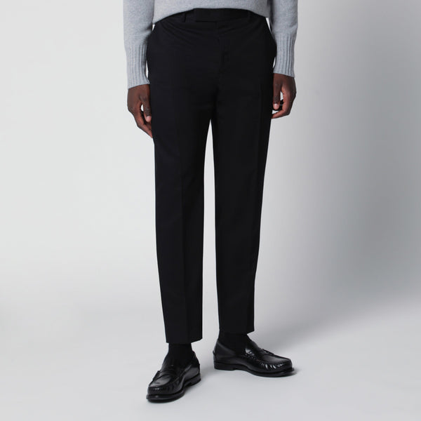 Black Wool Tailored Slim-Fit Trousers