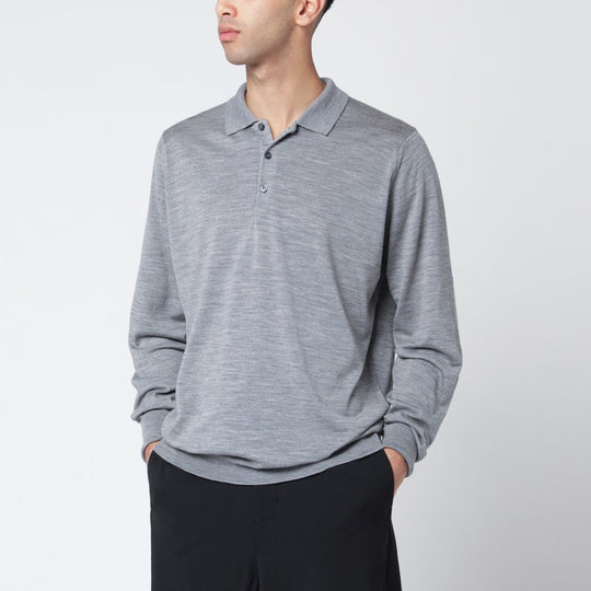 Light Grey Wool Polo Shirt