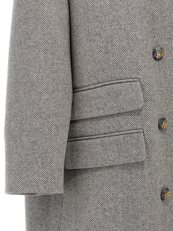 Chevron Double-Breasted Coat Coats, Trench Coats Gray