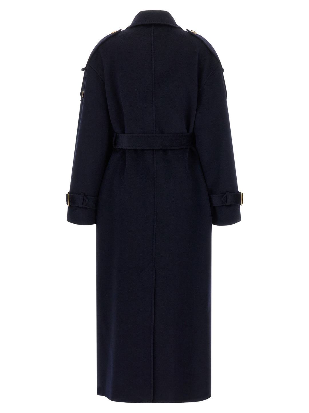 Elisabetta Franchi Double-Breasted Belted Coat Coats and Trench Coats - Blue | 59bb911ab0d049804ea7a358569ebe1910bbd33d