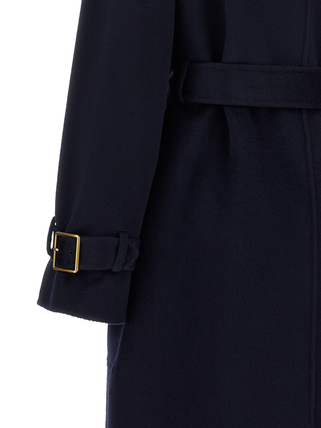 Elisabetta Franchi Double-Breasted Belted Coat Coats and Trench Coats - Blue | b1d4757d3ec805833dad456cfa8b3518cc68fd31