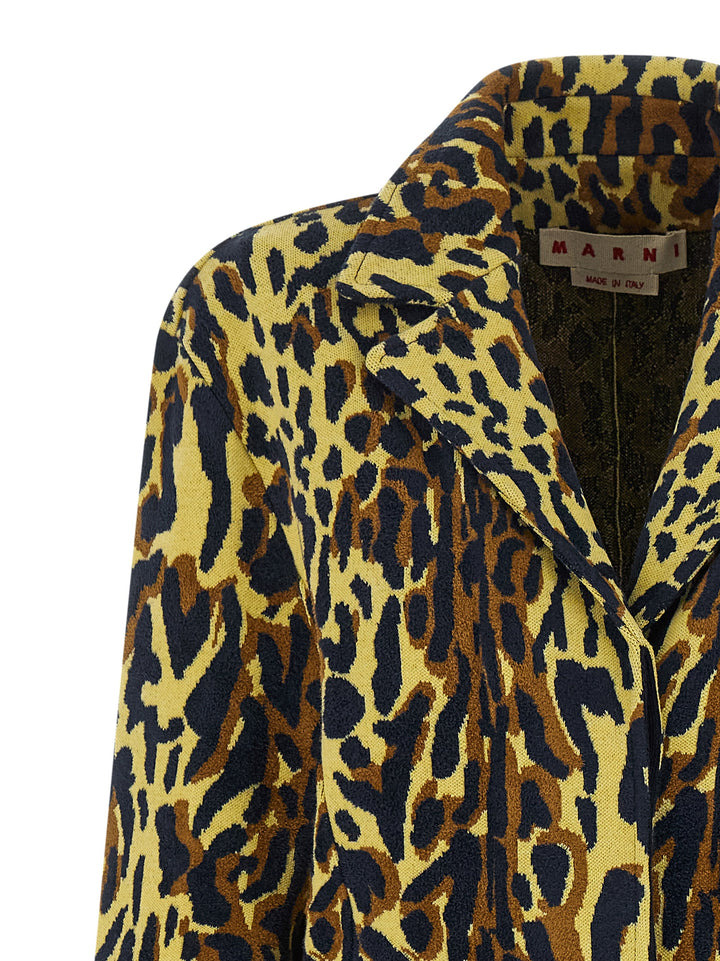 Marni Animalier Jacquard Wool Coat Coats and Trench Coats - Multicolor | c1c17bf571181e38a7e4054b5c76d2af6b4edc3d