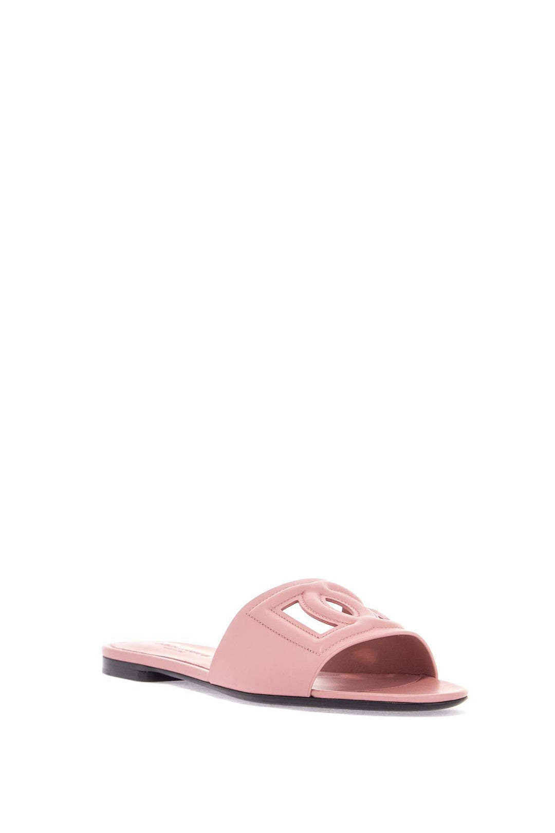 Flat Slipper In Pink Calfskin With Embossed Dg Logo