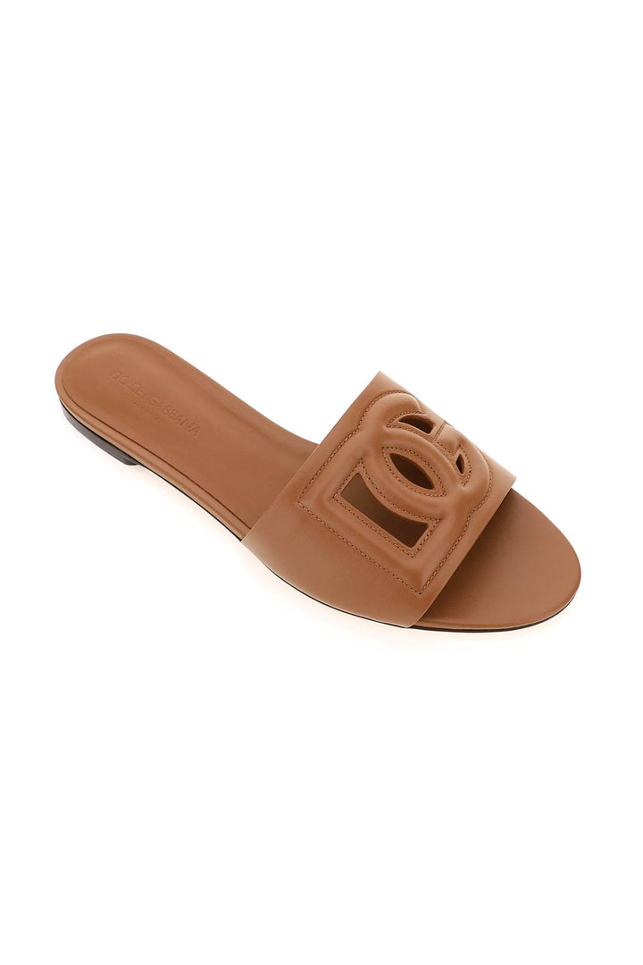 Leather Slides With Cut Out Logo