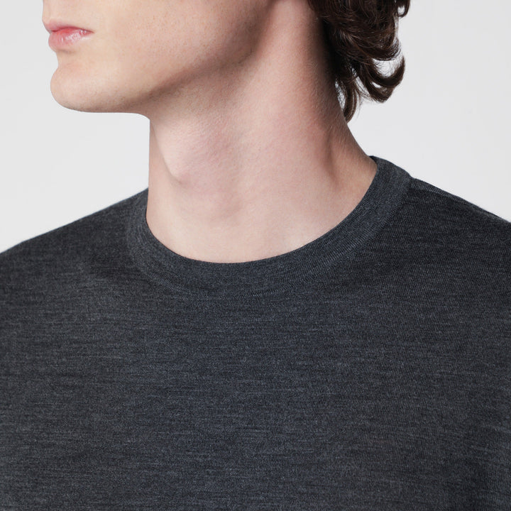 Zegna Dark Grey Mélange Sweater In Wool