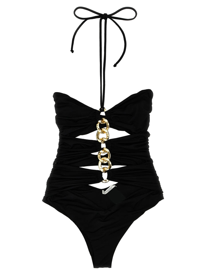 Elisabetta Franchi Chain One-Piece Swimsuit Beachwear - Black | 05cdea87b3a3858297699f2efe73d7222ec230d2