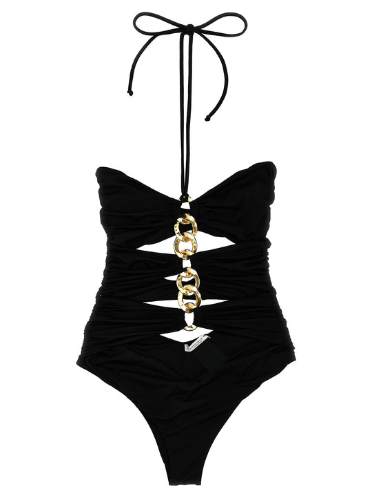 Chain One-Piece Swimsuit Beachwear Black