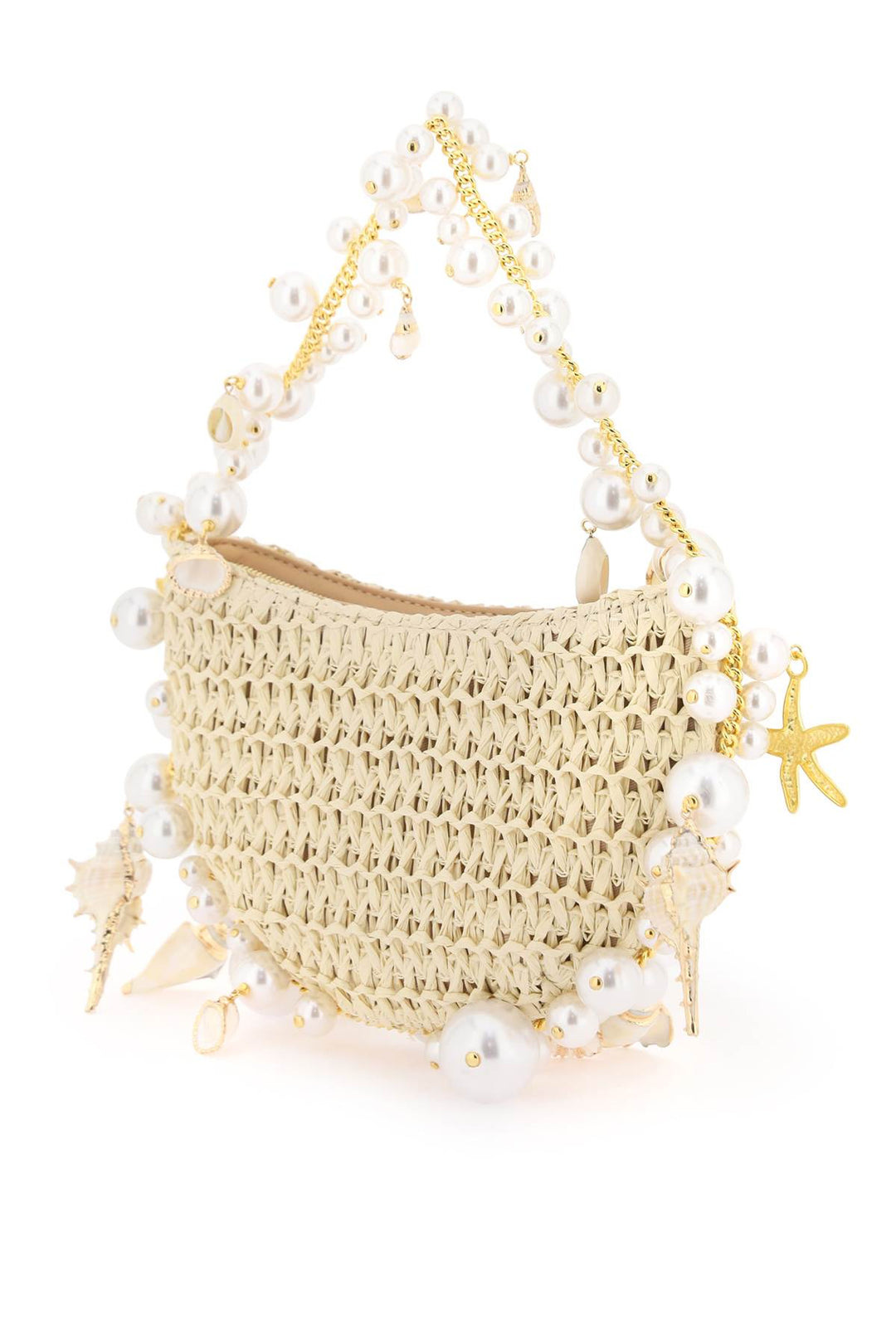 Mini Tote Cluster Shell In Rafia